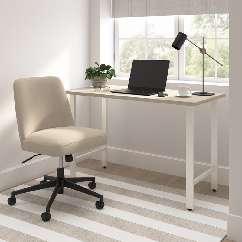 Shelonda 48W X 24D Modern Computer Desk And Chair Set In Platinum Gray, Compact Workspace Solution For Home Office