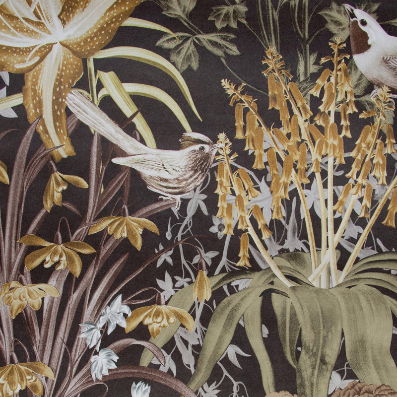 Harldson Mo'orea Inspired Flowers And Birds 8.5 m x 70cm Wallpaper Roll, Walnut