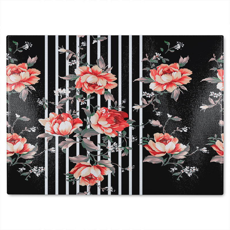 Flowers Glass Chopping Board, 40cm L x 28cm W