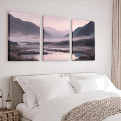 Ensemble de 3 tableaux sur toile représentant un lac de montagne, pour la décoration du salon, de la chambre et de la maison.