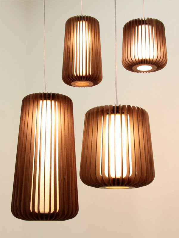 Stecche Di Legno 1 - Light Pendant, Imbuia, 12.68" H x 7.8" W x 7.8" D