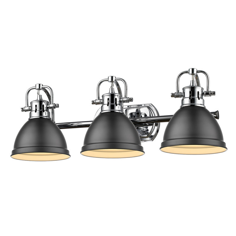 Drakeford Vanity Light, Chrome, Matte Black, 3 Lights