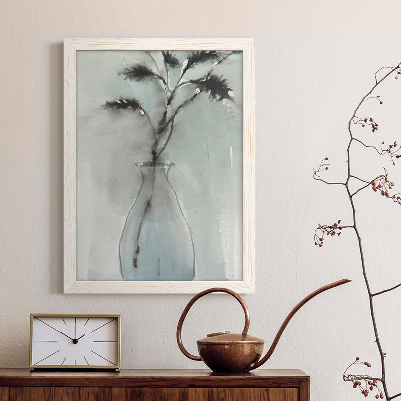 Doux fougères I, toile encadrée de qualité supérieure - prête à être accrochée, H 44 po x l 31 po x P 1 po, Blanc
