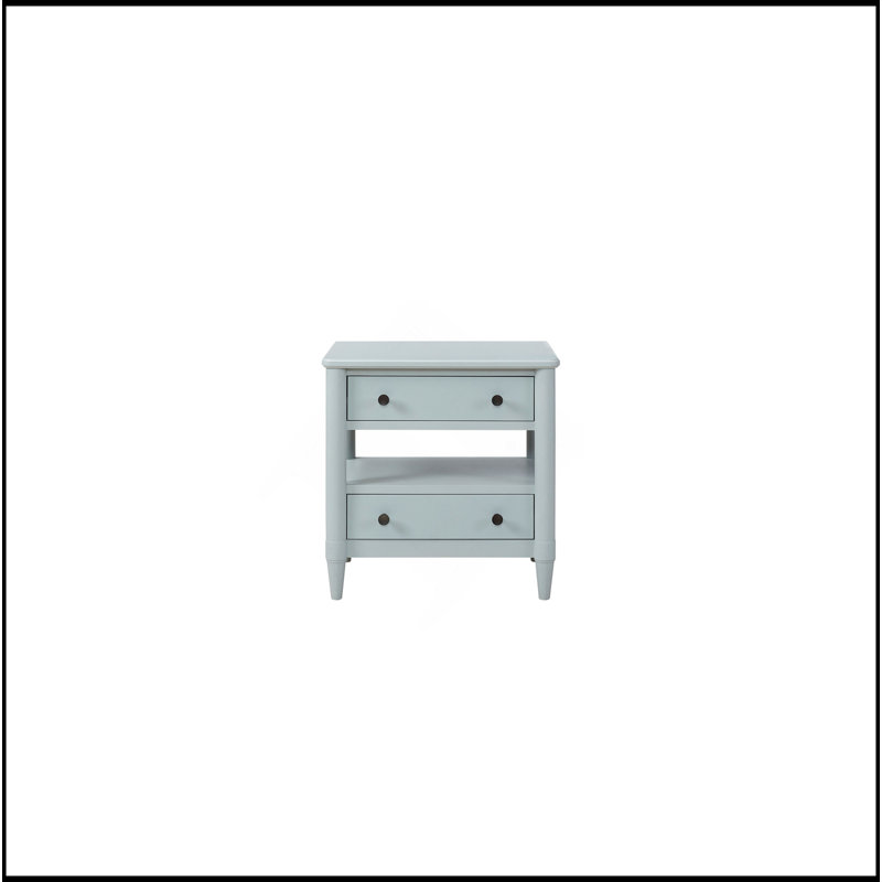 Table de chevet ouverte avec 2 tiroirs, Bleu clair