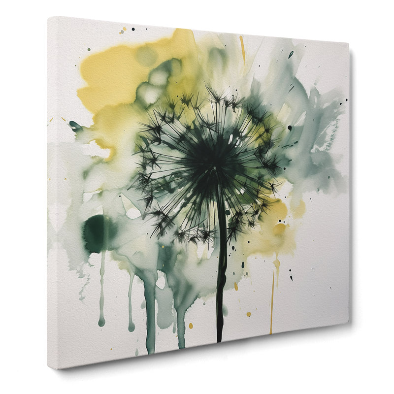 Dandelion Gestural Art No.3 - Wrapped Canvas