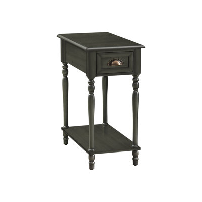 Veneer Side Table With Drawer - Convenient Storage 12 In. Wide End Compact And Practical