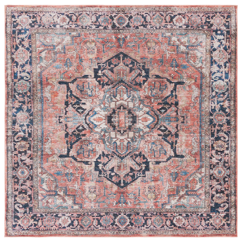 Manveer Serapi Performance Machine Washable Oriental Rug, Square 6'7"
