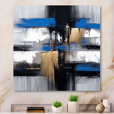 «Blue Paint Elegance I», art mural abstrait