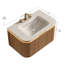 Meuble-lavabo de salle de bain 30 po DIEN, armoire rayée à bords arrondis avec tiroir, capteur de lumière, lavabo intégré en pierre frittée à motif de travertin, pré-assemblé, couleur grain de bois naturel, TH-1951877176-1951877178