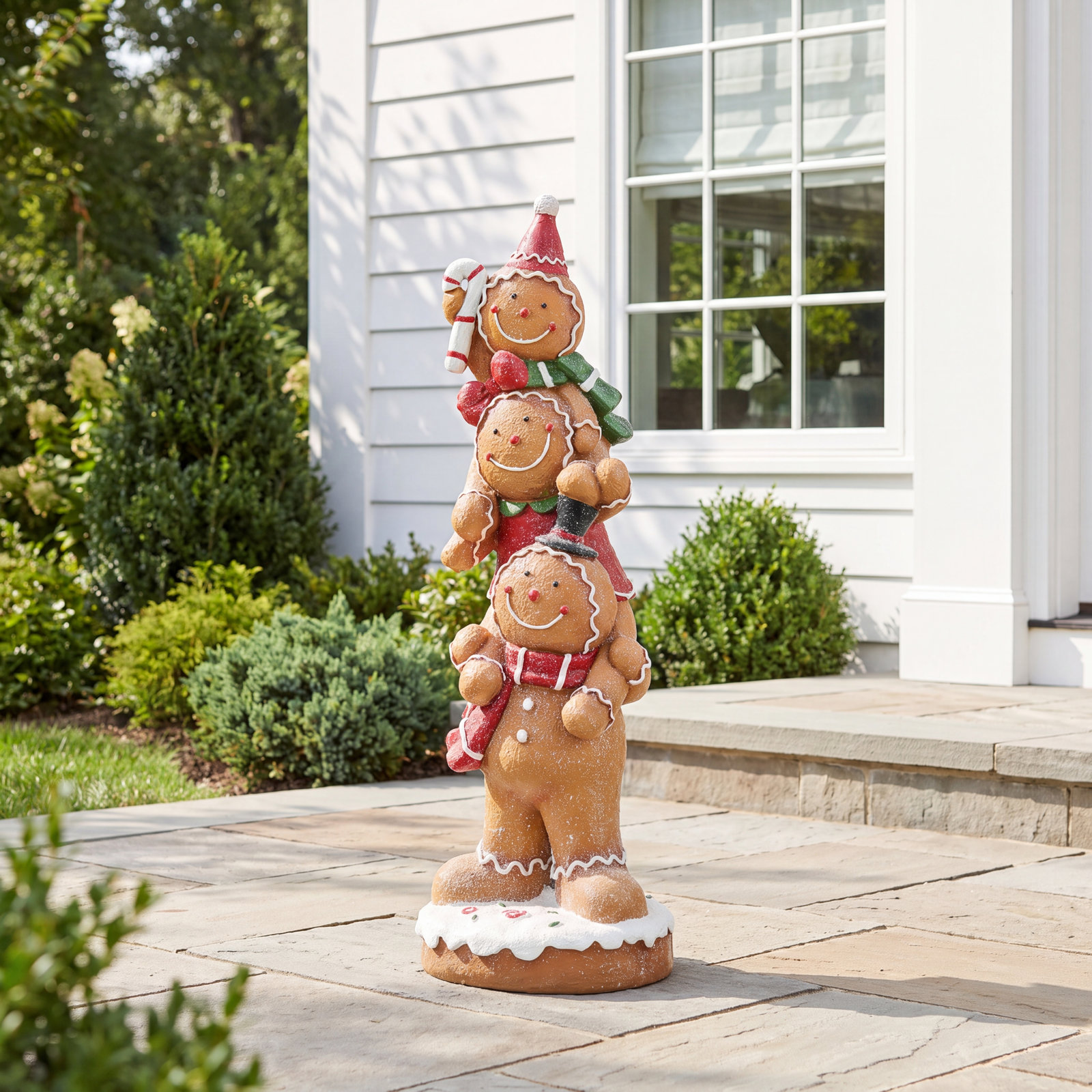 Stacked Gingerbread Man Porch Decor