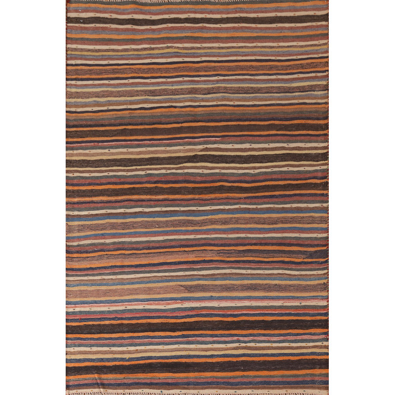 Tapis kilim rayé en laine 4 x 6
