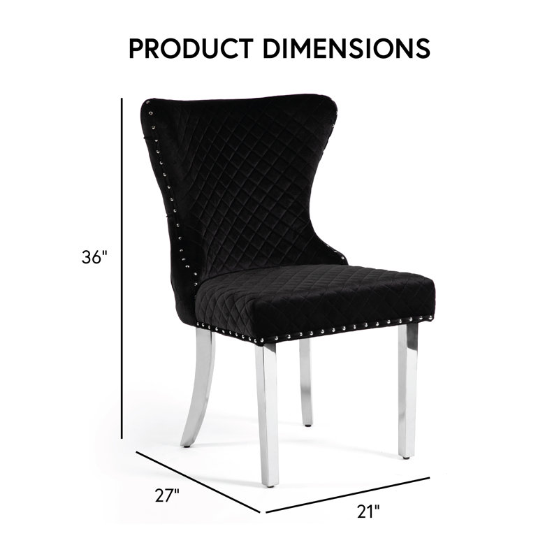 Monroe Diamond Pattern Upholstered Side Chairs With Gold Frame (Set Of 2), Chrome, Noir, noir, noir, noir