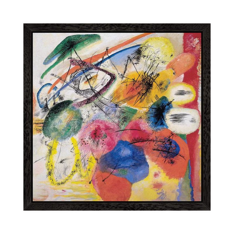 Black Lines by Wassily Kandinsky - Floater Frame Painting on Canvas, 45.72 cm H x 45.72 cm W, Black
