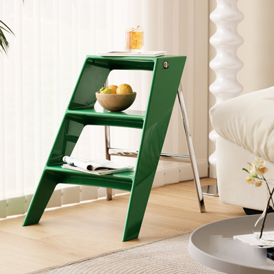 Cadre d'intérieur pliable olive pour la maison, multi-usage comme table d'appoint, tabouret ou, style minimaliste, réglage manuel de la hauteur, fixation au sol, tablettes de rangement, glissement, fabriqué en ABS + acier Q235, profondeur de 17,12 po,