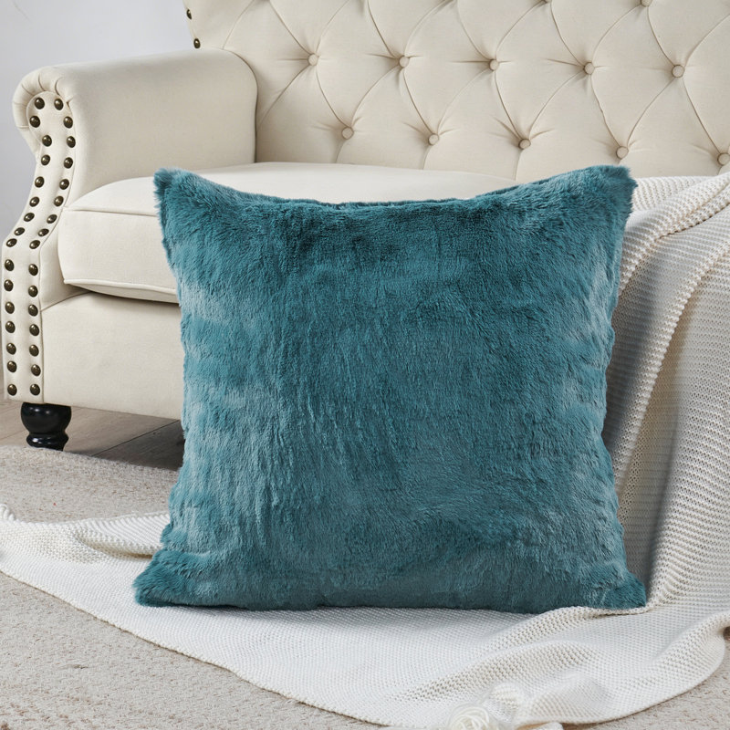 Housse de coussin lourd en fausse fourrure, H 26 pi x l 26 pi, Bleu argenté