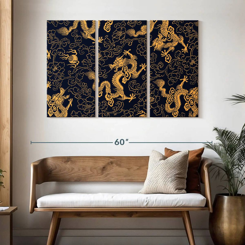 Motif oriental de dragons Kerner, H 32 po x l 50 po