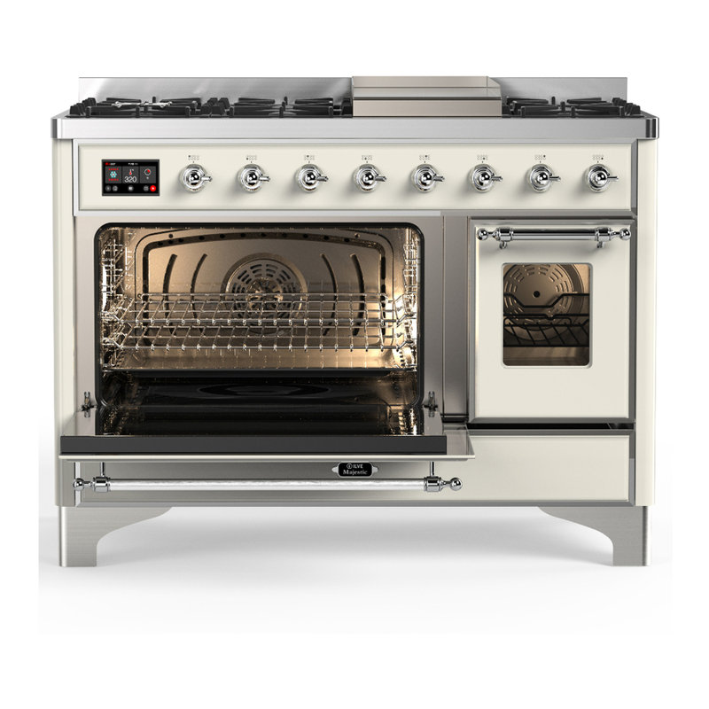 Majestic III Series 48 Inch Dual Fuel Range with 5 Sealed Burners, Griddle, Frenchtop in Matte Graphite (Liquid Propane, Burnished Trim)