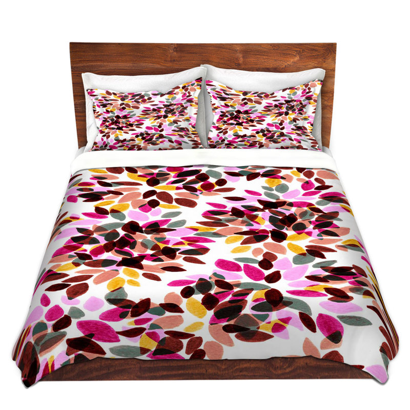 Ensemble de housse de couette dahlia points i, 1 housse de couette grand + 2 taies standards, Vert / Gris