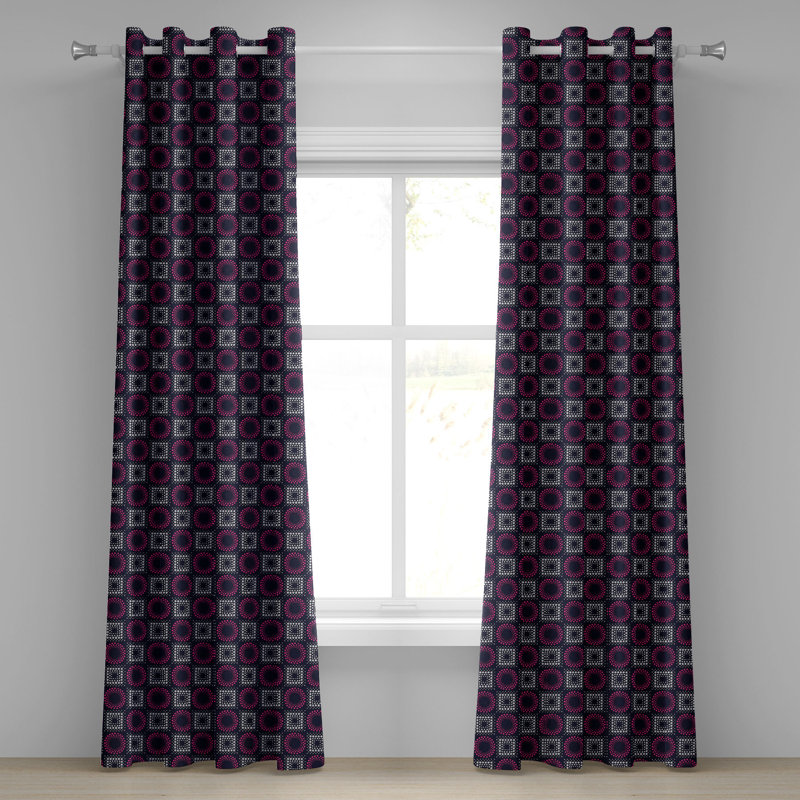 Rideau à œillets décoratif à 2 panneaux East Urban Home, 50 po, rose indigo / gris pâle, L 50 po x L 108 po