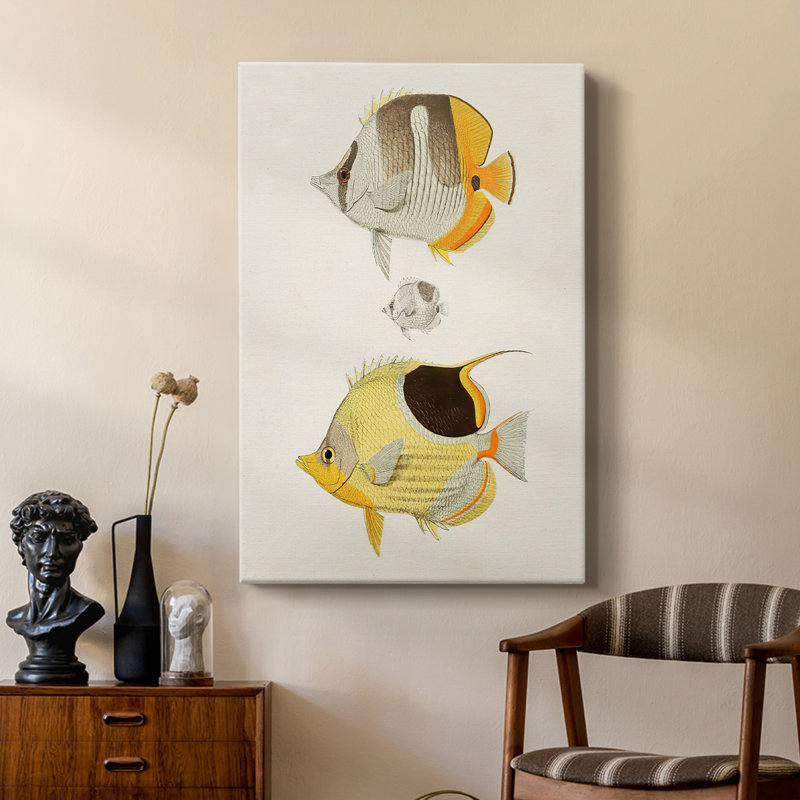 Poisson jaune et gris II - galerie Cavas sur mesure, H 18 po x l 12 po