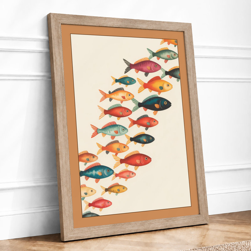 Fish In Formation Botanical - Print, Oak, A4 - 29.7 x 21.0 cm