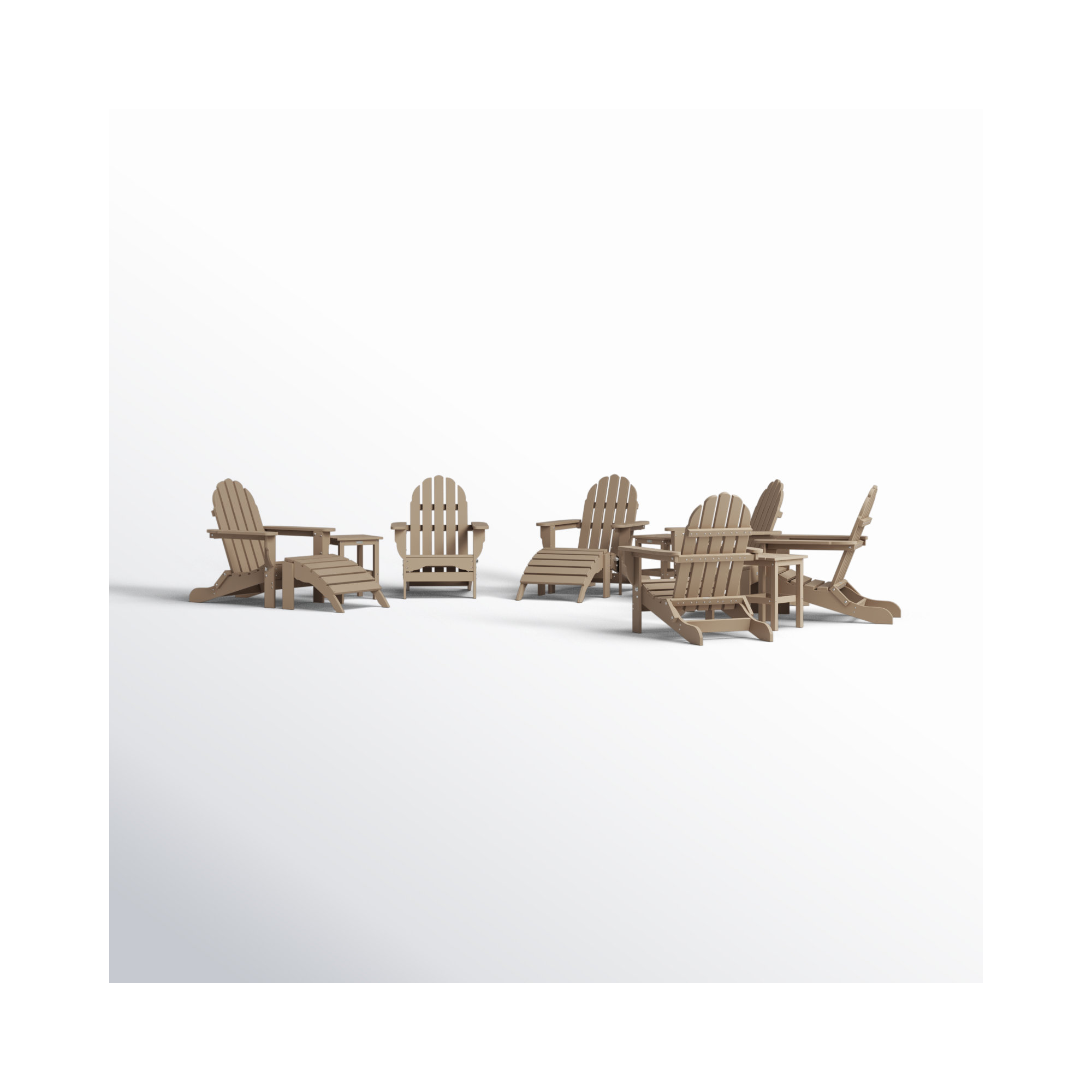 Leighton Foldable Outdoor Adirondack Set, Weathered Wood