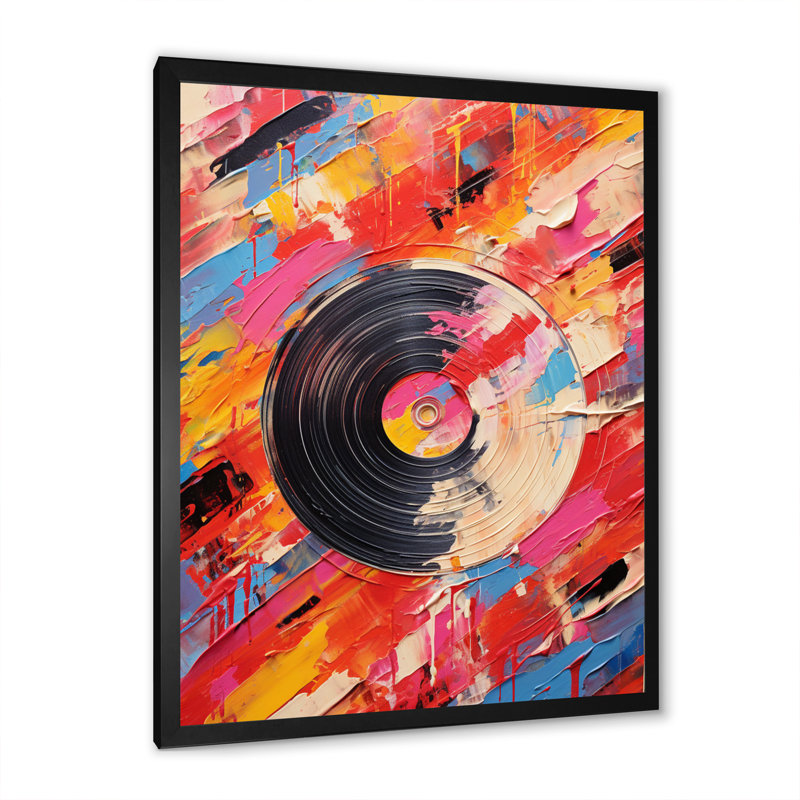 Vinyle, impression rythmique sur toile, H 32 po x l 16 po x P 1 po, Cadre simple noir