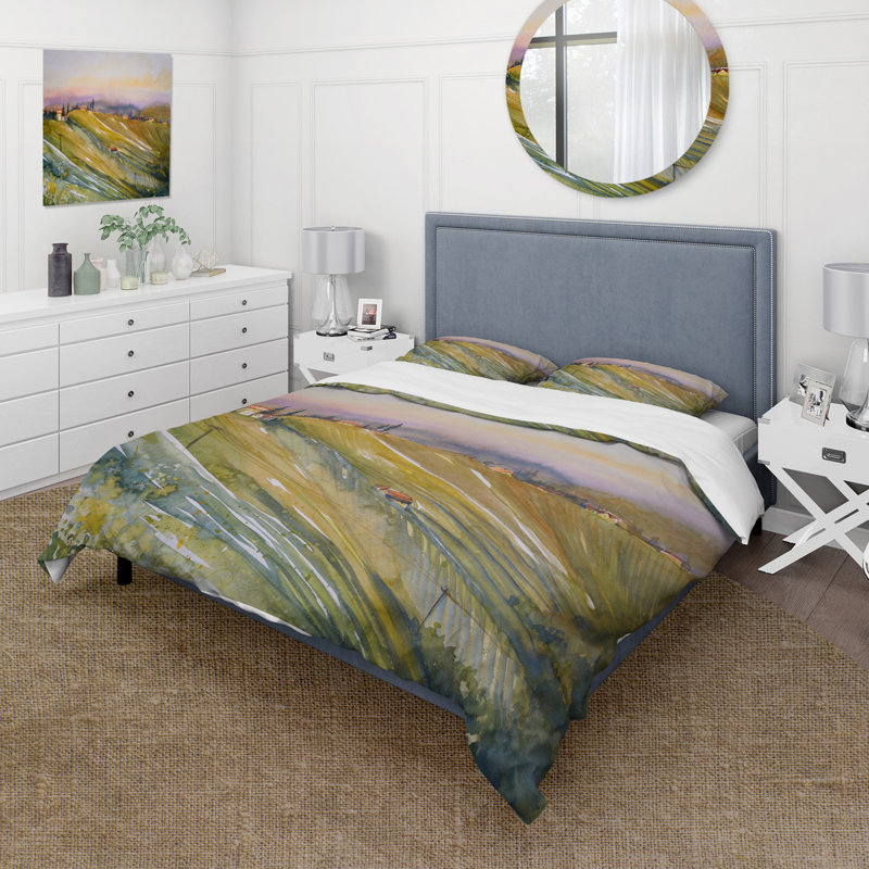 Ensemble de housse de couette Vineyard At Dawn In Tuscany en Italie - Microfibre de polyester