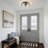 Farmhouse Ceiling Light Fixture 3-Light Black Ceiling Light with Textured Glass Drum Shade-1766980678