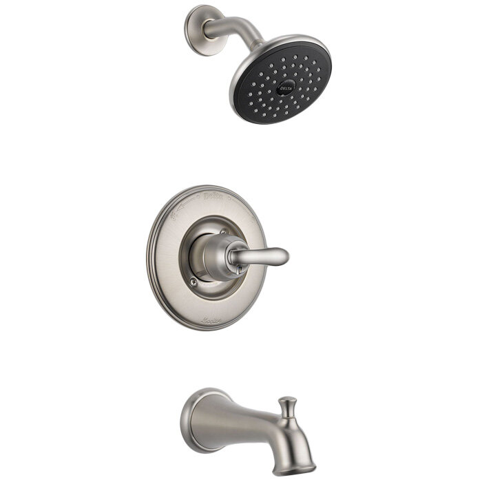 Delta Windemere 1-Handle shops Tub and Shower Faucet Trim Kit in Stainless (Valve Not