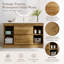 Meuble-lavabo de style moderne du milieu du siècle de 48 pouces avec lavabo, fini bois naturel, dessus en céramique blanche, tiroirs à fermeture douce et étagères de rangement ouvertes.-386967515