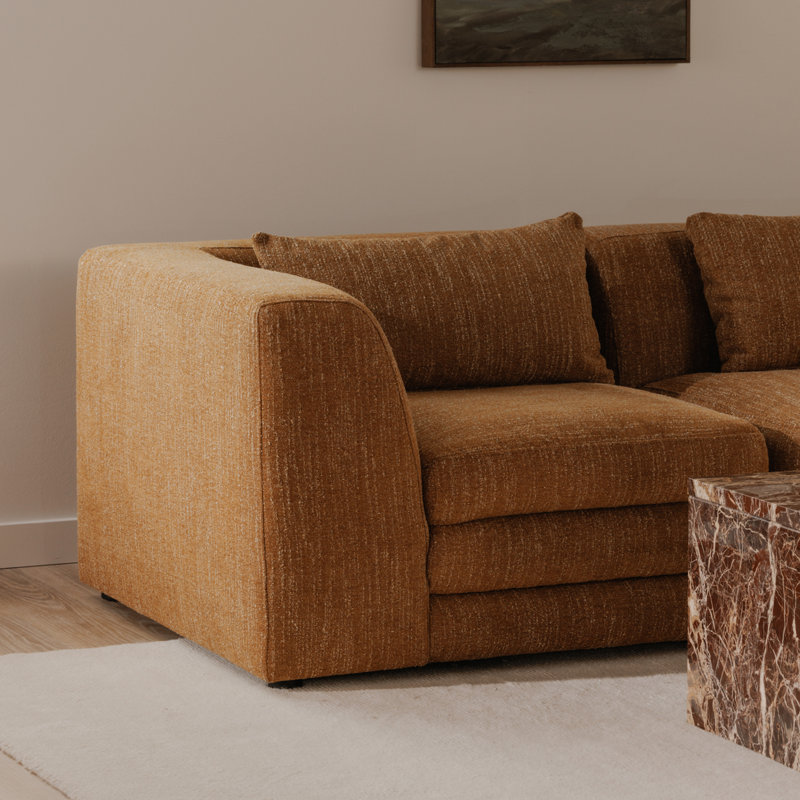 Donia Upholstered Accent Chair, Amber Glow Mustard Tweed
