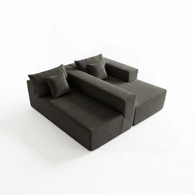 Boneless 103.54 Inch L-Shaped Modern Modular Sectional Sofa With Chaise And Pillows Featuring High-Density Sponge And Velvet Upholstery