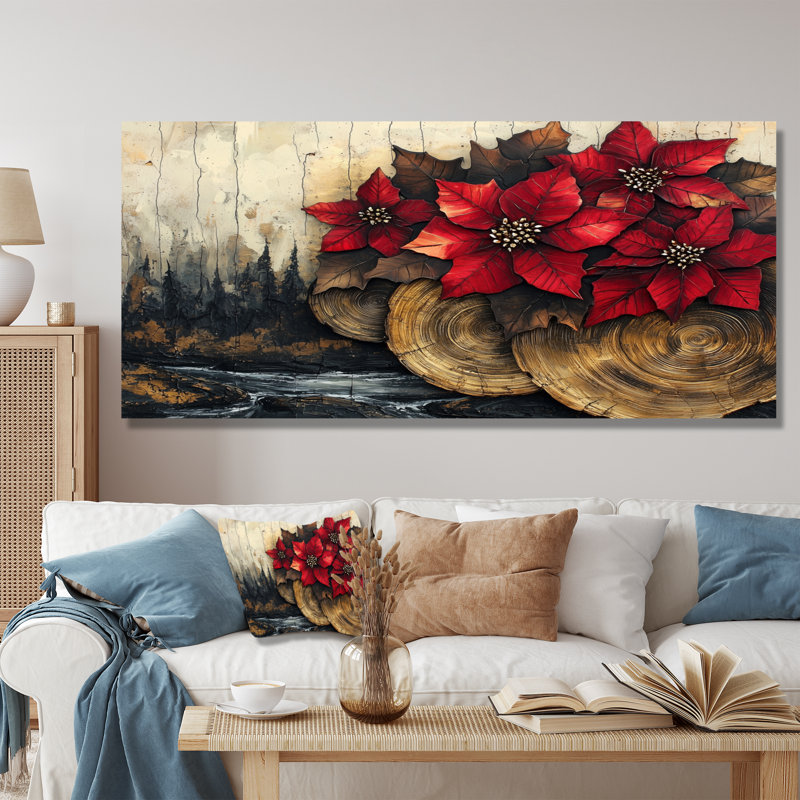 Gosse - art mural floral, H 28 po x l 60 po, Toile tendue
