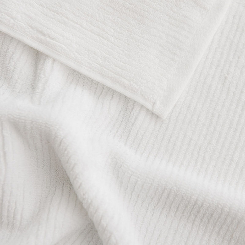 Ribbed Terry Bath Towels, White