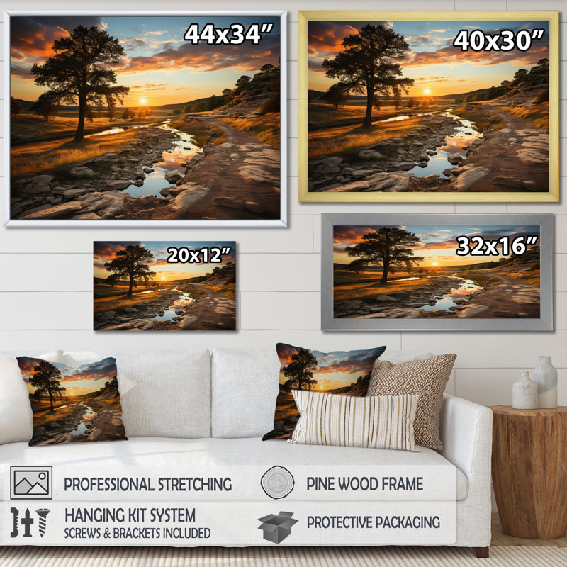 «Yellow Yellow Orange Landscape», reproduction sur toile, 34" H x 44" W, Toile tendue