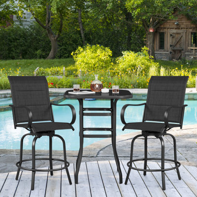 Swivel Textilene Metal Outdoor Bar Stools 