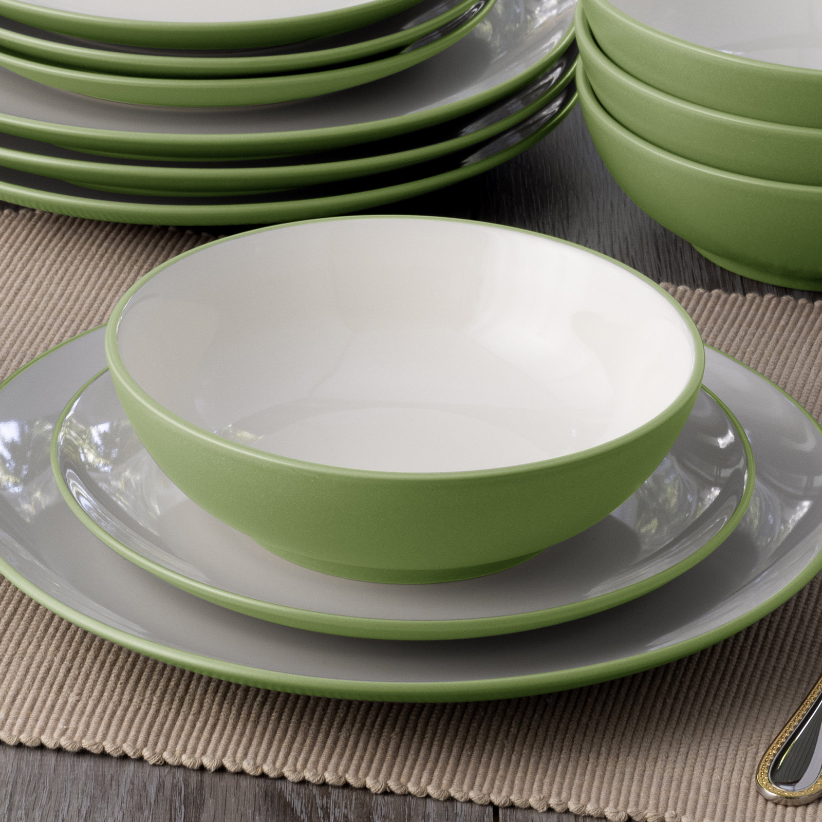 Colorwave Stoneware Dinnerware Set - Service for 1, Apple