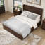 Grand lit plateforme en bois massif avec tête de lit et lit sur pied - Noyer-1552302144-1552302145