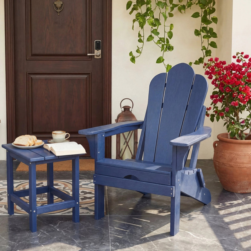 Table d'appoint extérieure carrée Adirondack en bleu, H 12,4 po x l 16,5 po x P 15,8 po, Marine