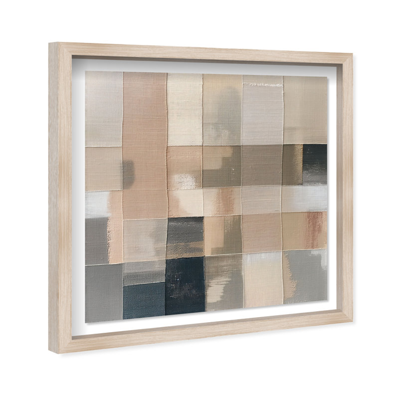 Boxed in Ebony I Shadowbox Abstract Print by Oliver Gal, Black Frame, 12 x 12, 31.5"H x 31.5"W, Natural Oak Frame