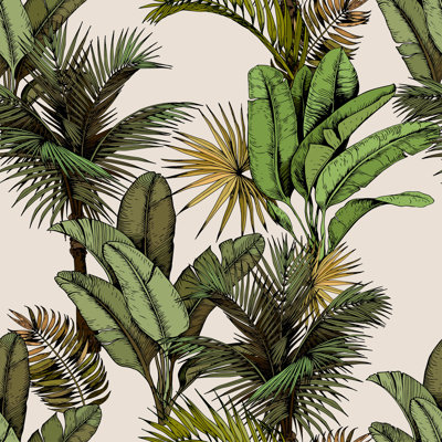 Pattern Palm Leaves 1 Piece Wrapped Canvas Wall Art