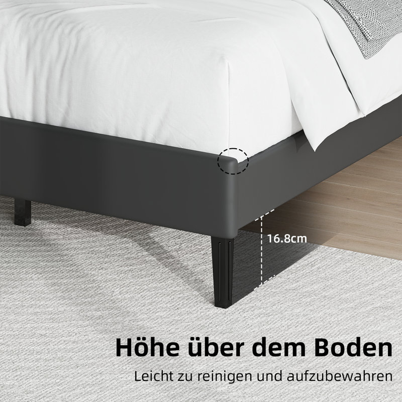 Upholstered Bed, 135x190, Black