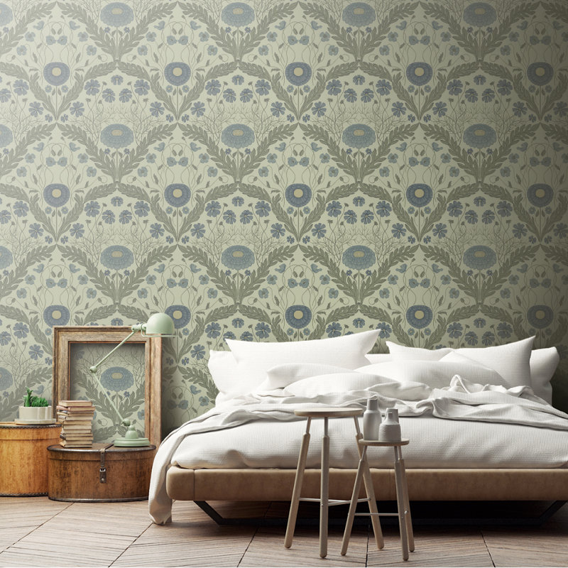Asbury 10.05m x 53cm Matte Wallpaper Roll, Blue