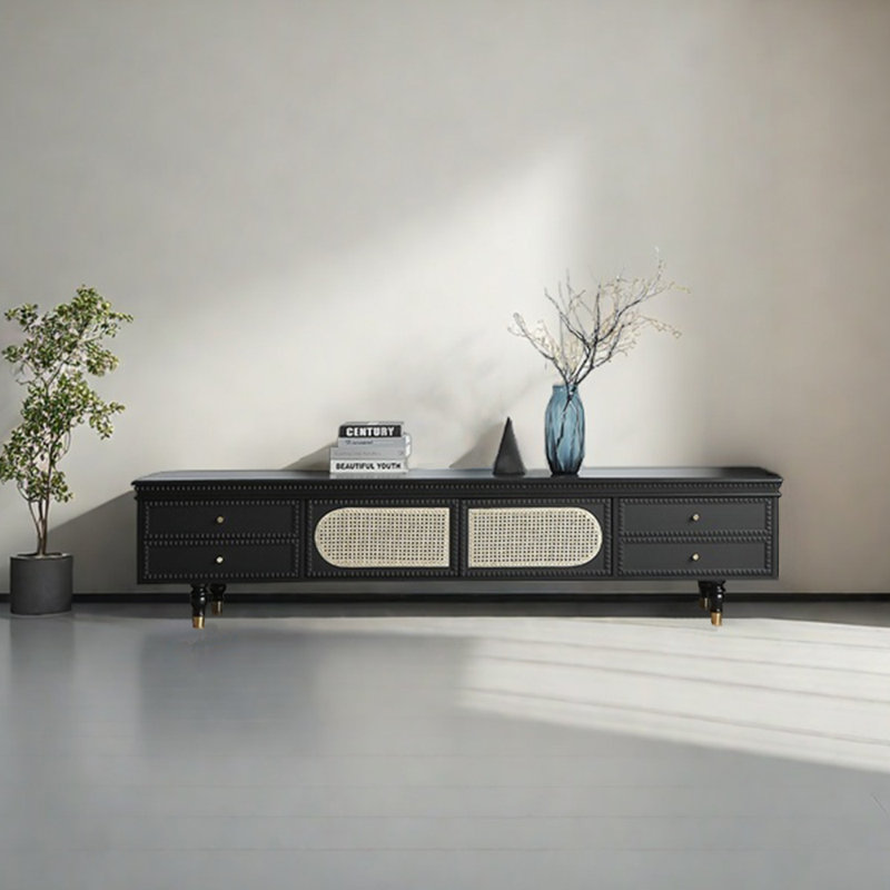 Meuble télé de luxe noir clair, 70.87"