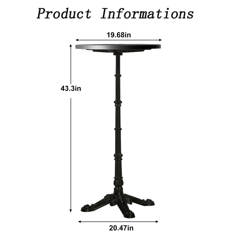 Shavera Pine Round Solid Wood Top Metal Base Dining Table, Dark Brown