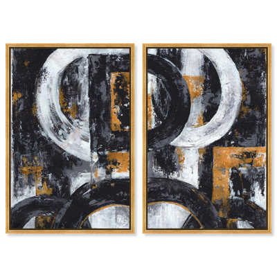 Texture Symphony Duo Canvas Print Brown Wall Art Set by Art Remedy, Black Frame, 10 x 15