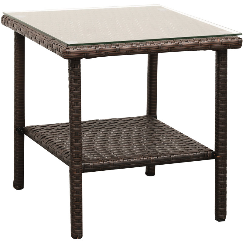 Table de bout d'extérieur en osier Lavara, Marron foncé