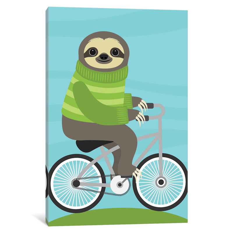 «Cycling Sloth», art sur toile, H 12 po x l 8 po x P 0,75 po, Non mat, Toile tendue