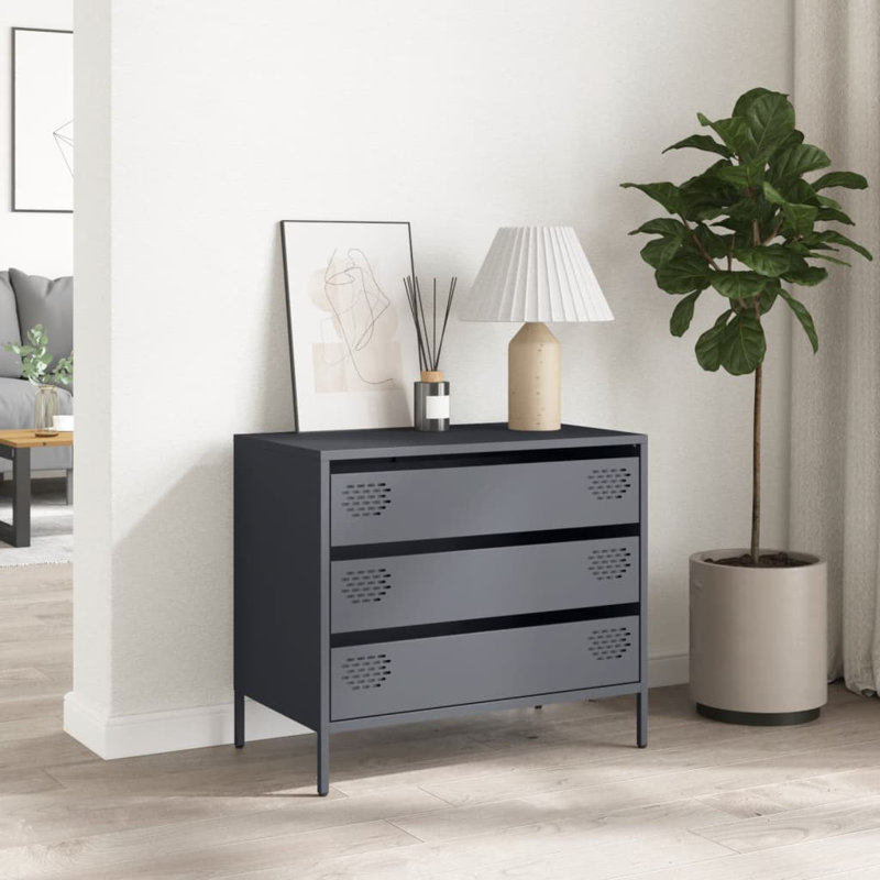 Seidy Steel 68cm W Chest of Drawers, Anthracite